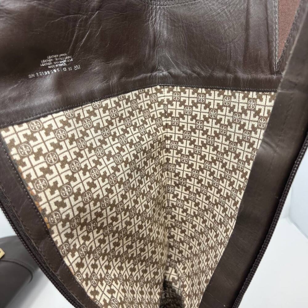 Tory Burch Boots Women's 8M Brown Leather Tall Equestrian Riding Boots Back Zip - Picture 8 of 16